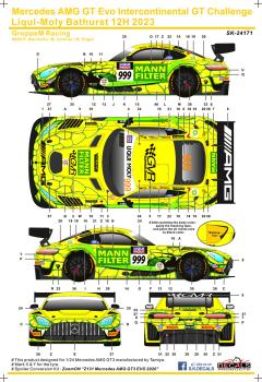 Mercedes AMG GT Evo Intercontinental GT Challenge Liqui-Moly Bathurst 12H 2023 GruppeM Racing for Tamiya 1/24